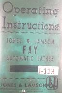 Jones & Lamson-Fay-Jones Lamson Fay 8\", 12\", 16\", 20\", 24\" Lathe Machine Operators Manual Year 1941-12\"-16\"-20\"-24\"-8\"-01
